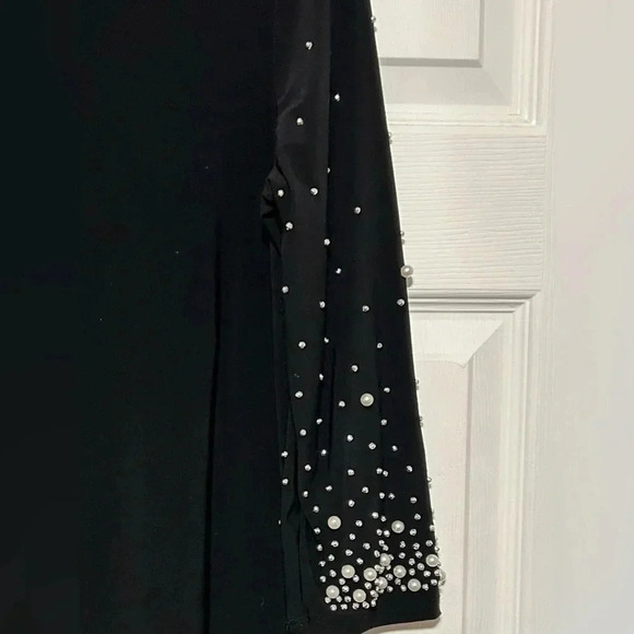 Annalee and Hope Black Knit Dress with Pearl Trim Size Medium - Picture 4 of 8